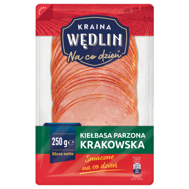 KIEŁBASA PARZONA KRAKOWSKA KROJONA KRAINA WĘDLIN 250 g